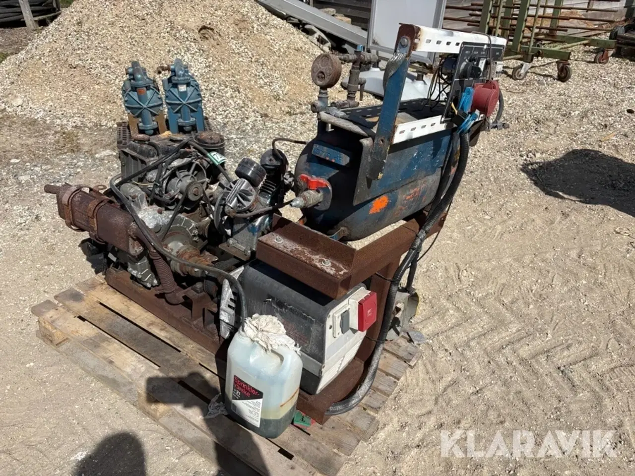 Billede 3 - Kombineret kompressor og generator på ramme hjemmebygget