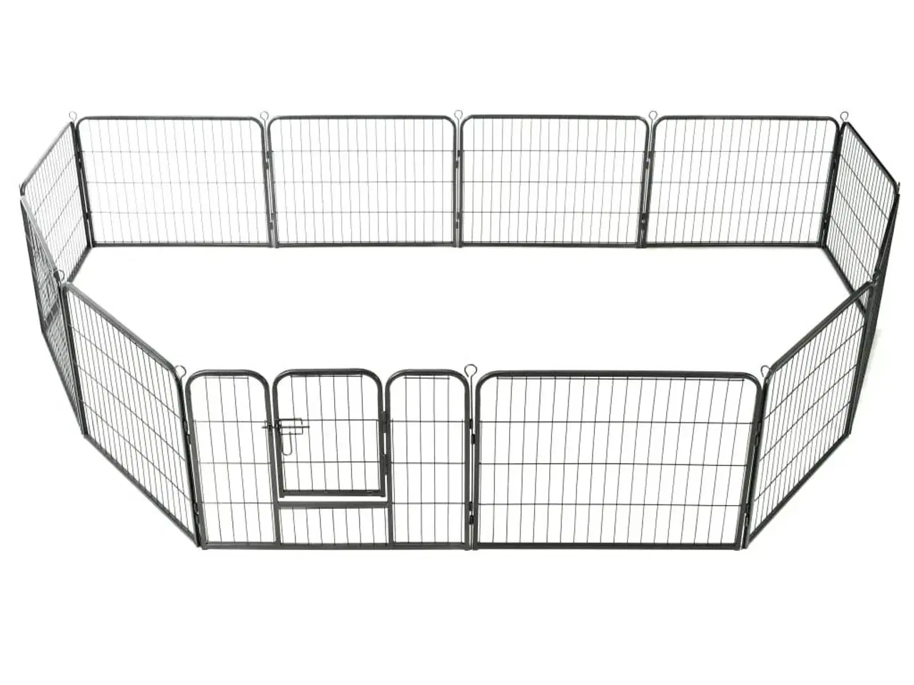 Billede 2 - Løbegård til hunde 12 paneler sort 80 x 60 stål