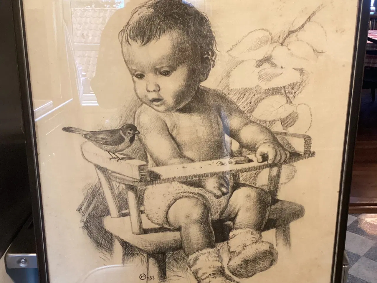 Billede 1 - Billede af barn. Signeret N58