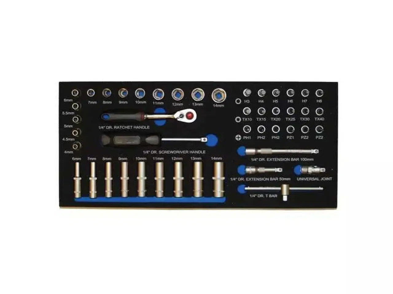 Billede 1 - BATO Topnøglesæt 1/4" 6kt. 4-14mm kort. 6-14mm lan