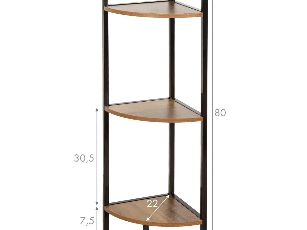 Billede 4 - Hjørnereol Max Home - sort jern og træ MDF, 24 × 80 × 24 cm