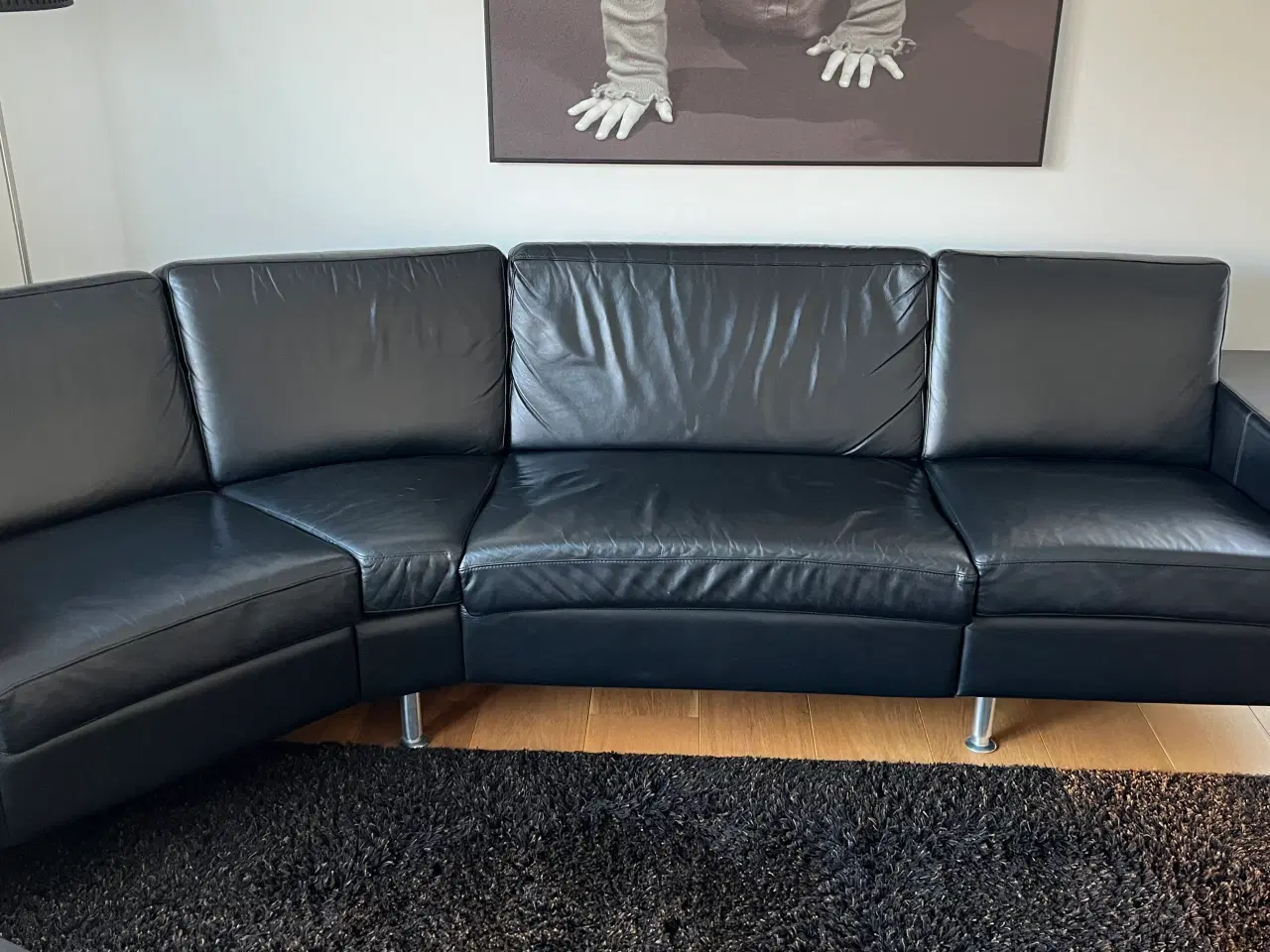 Billede 1 - Velholdt modul lædersofa special fremstillet 