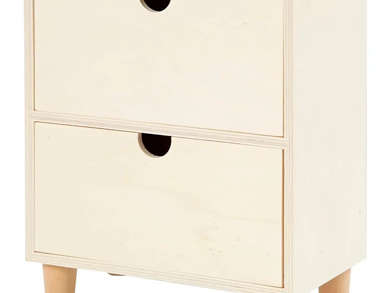 Billede 1 - Elegant Lille Kommode i Lyst Træ med 2 Skuffer
