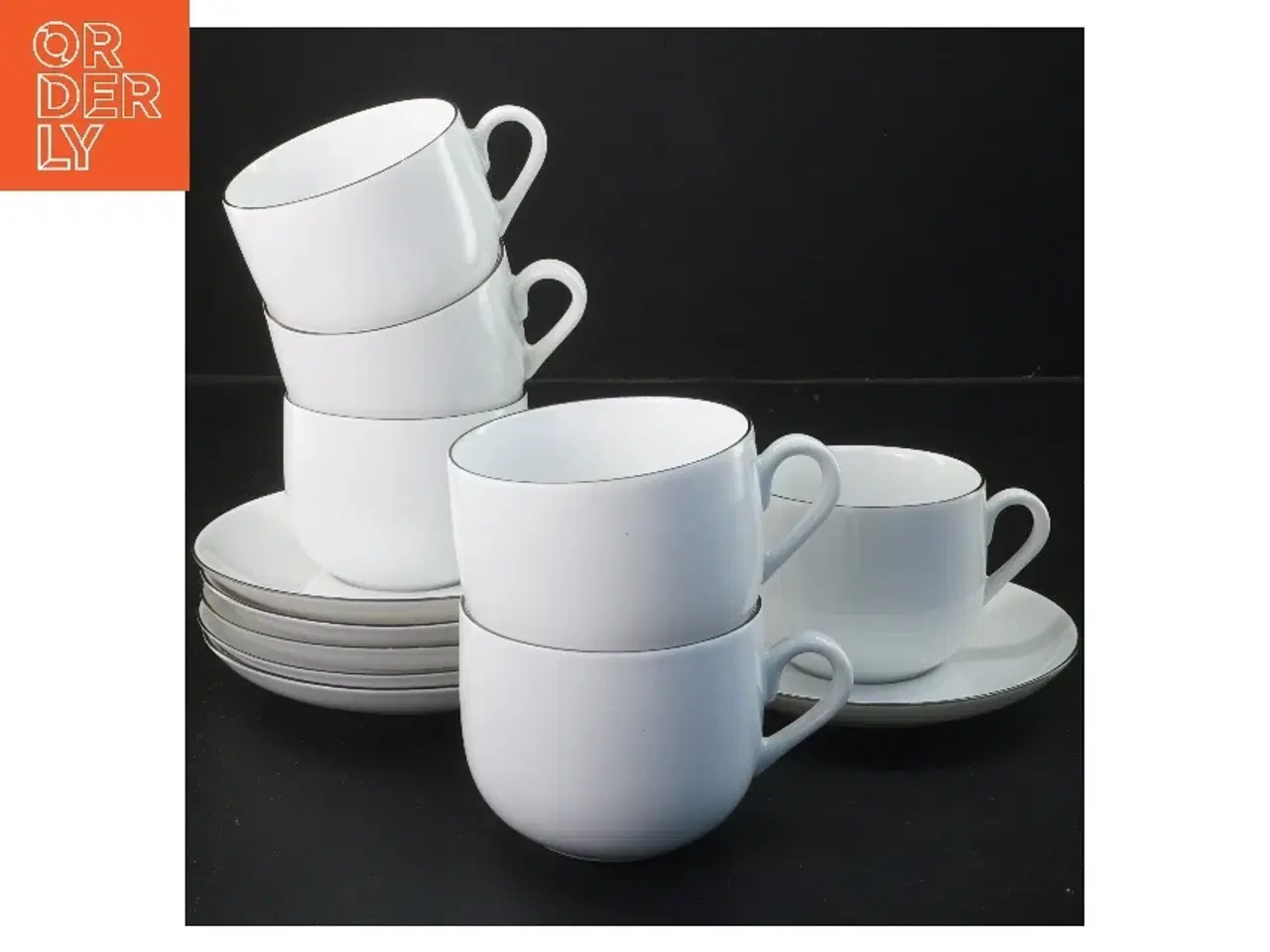 Billede 1 - Hvide kaffekopper med underkopper fra Atelier (str. 6 stk Ø 8 & 14 cm)