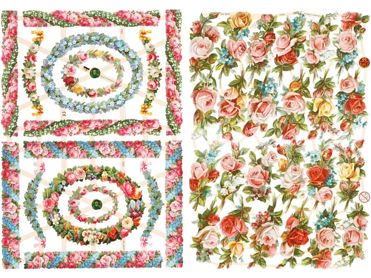 Billede 1 - Glansbilleder, småblomster, ark 16,5x23,5 cm, 2ark/ 1 pk.