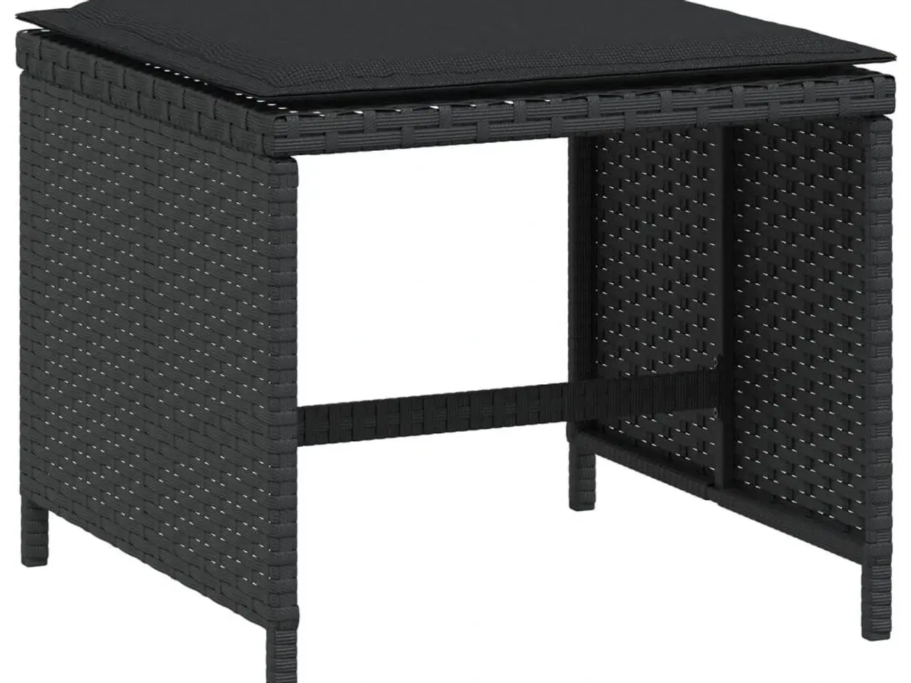 Billede 3 - Haveskammel med hynder 4 stk. 40x40x35 cm polyrattan sort