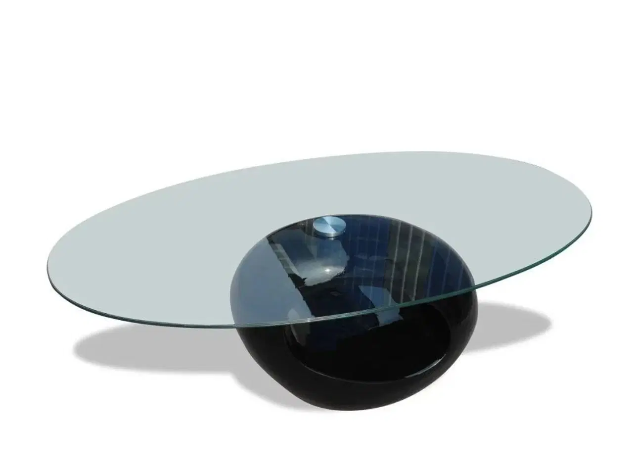 Billede 2 - Sofabord med oval bordplade i glas højglans sort