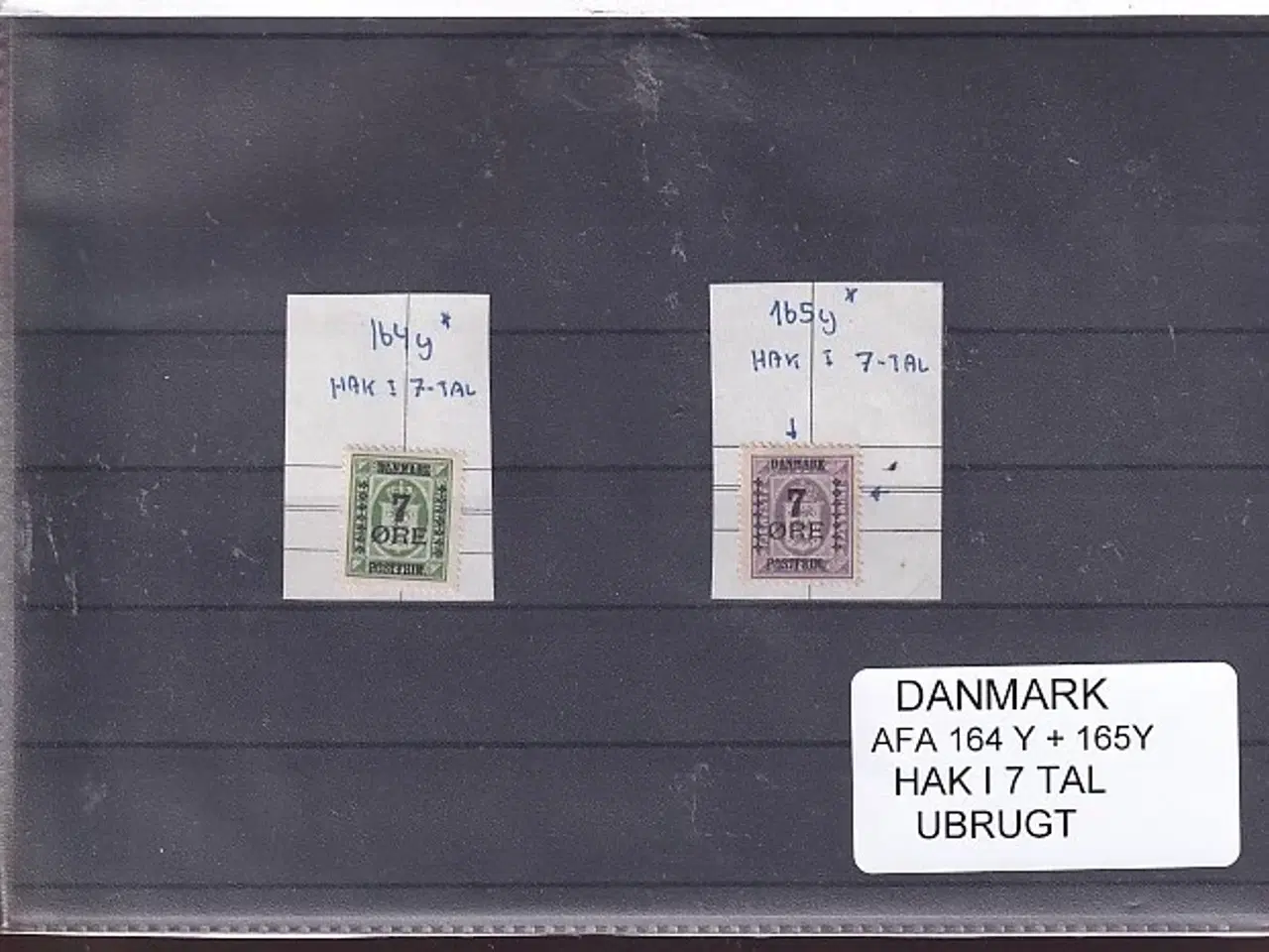 Billede 1 - Danmark - AFA 164 Y + 165 Y - Hak i 7 Tal - Ubrugt