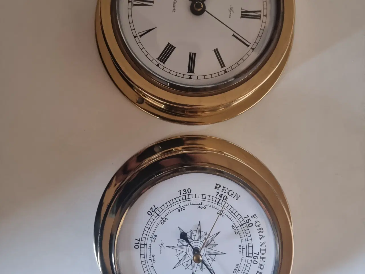 Billede 1 - Skibs barometer og ur Agena Quartz