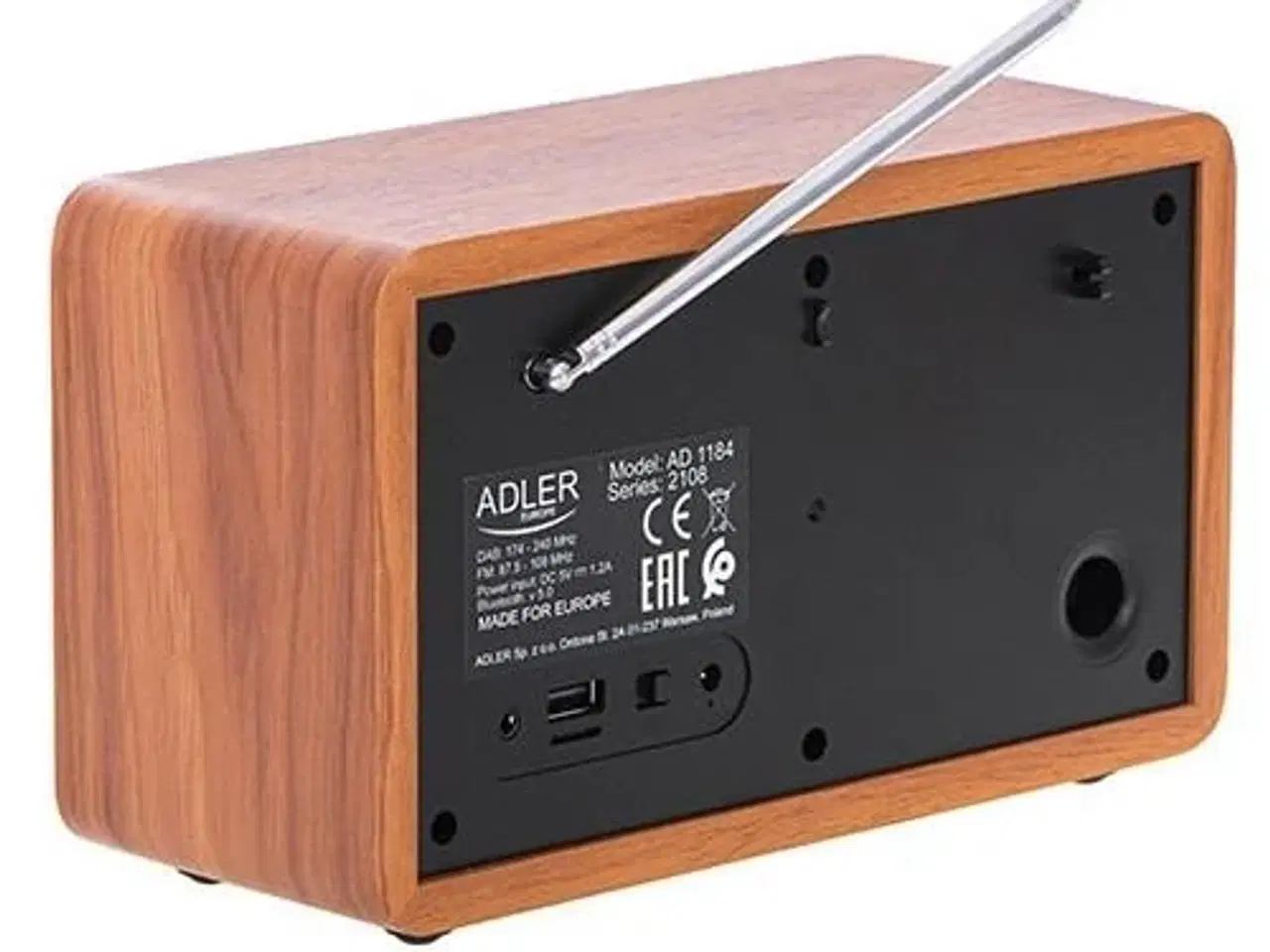 Billede 10 - Radio med vækkeur DAB+/FM – Adler AD 1184, træ/sort