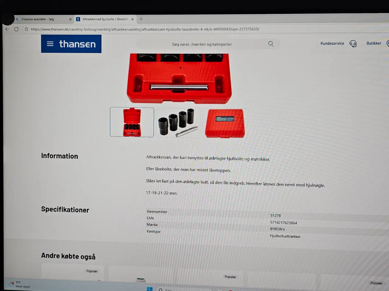 Billede 1 - Aftrækkersæt til bolter