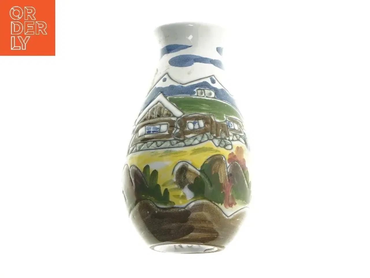 Billede 1 - Dekorativ vase med landskabsmotiv (str. 17,5 cm)fra Norge