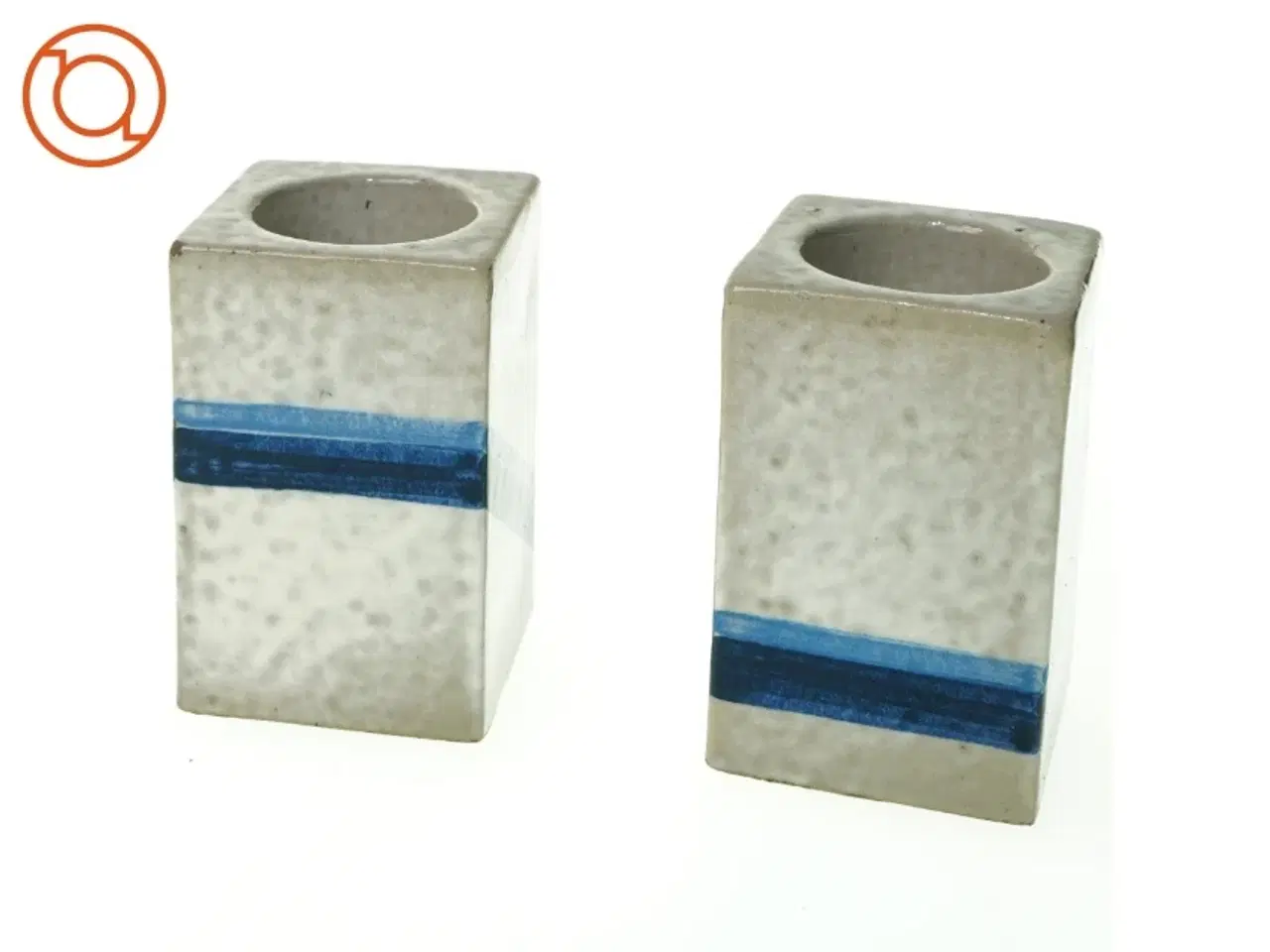 Billede 1 - 2 Ældre Keramik Fyrfadslys Lysestager (str. 9 x 6 cm)