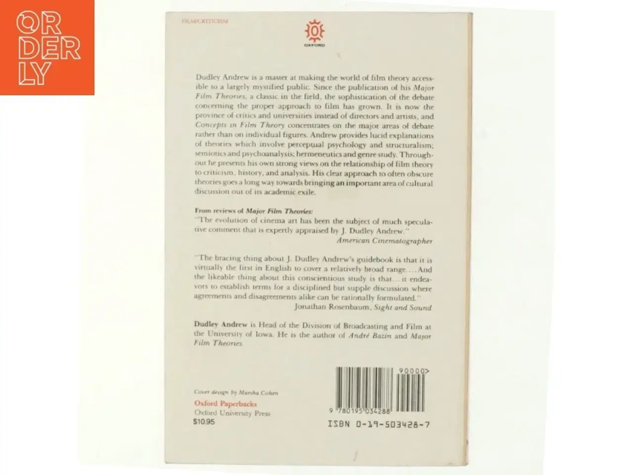 Billede 3 - Concepts in film theory af Dudley Andrew (Bog)