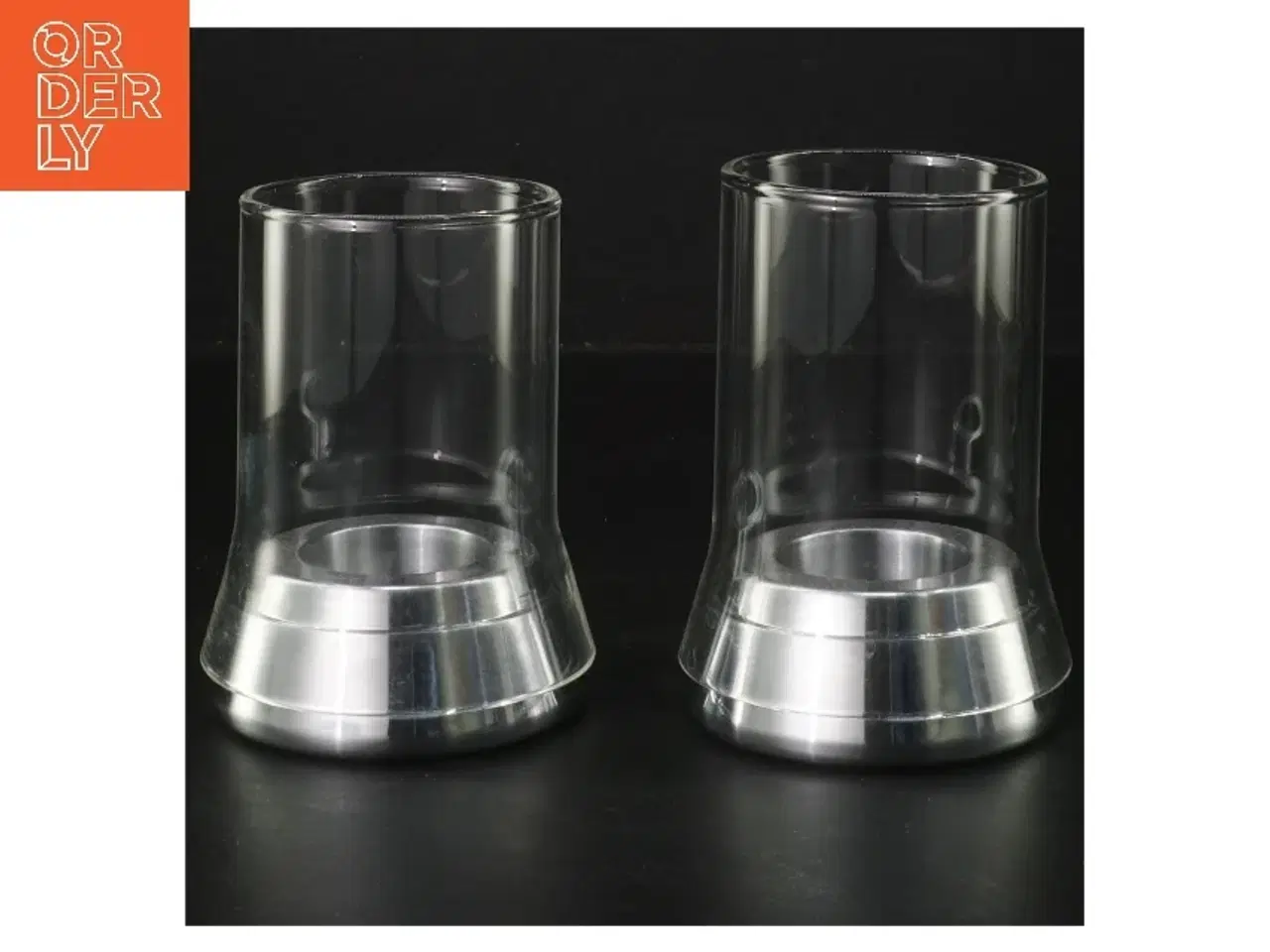 Billede 1 - Te-lysestager i glas og metal fra Menu (str. Ø 8 cm)