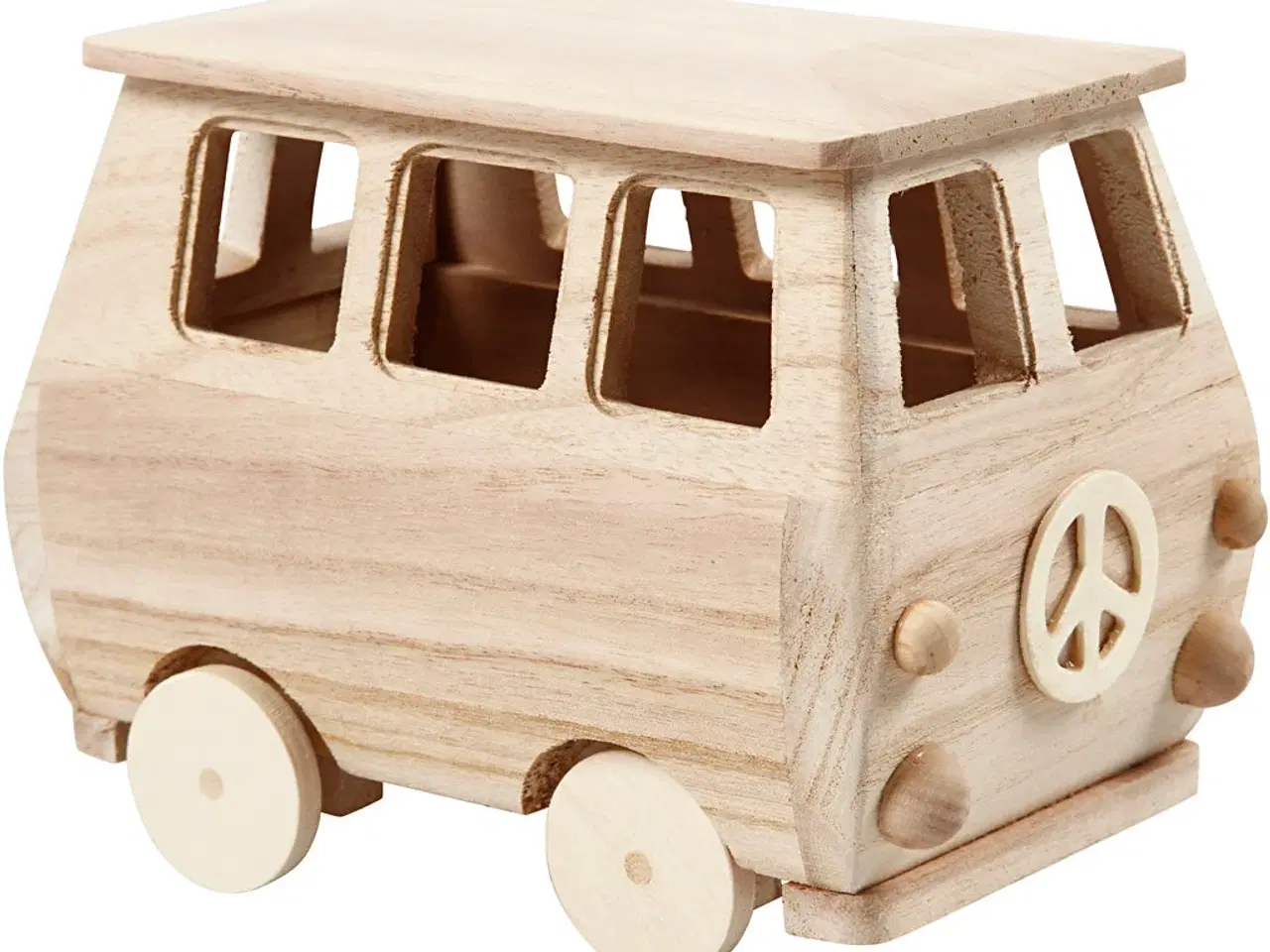 Billede 1 - Dekorativ Minibus i Lyst Træ - 17x10x13 cm