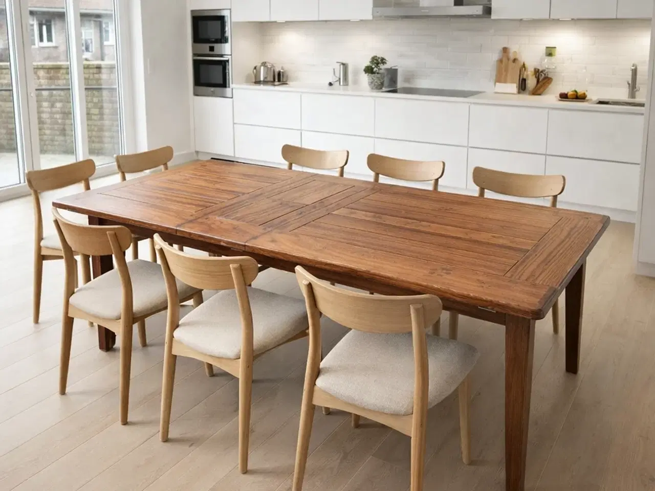 Billede 1 - Retro massivt spisebord med butterfly tillægsplad