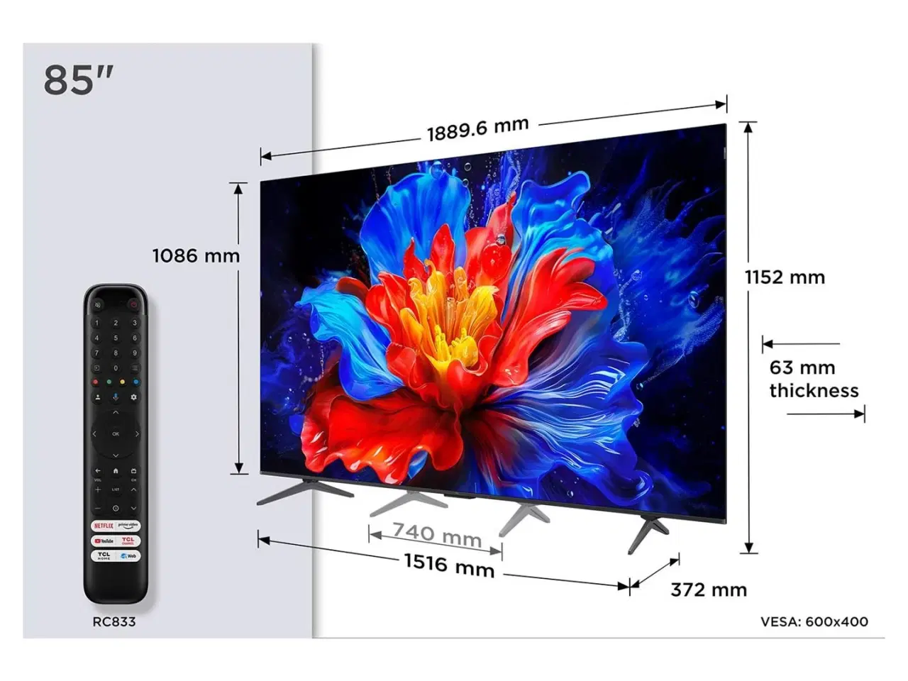 Billede 2 - 4K TV TCL P89K 85" QLED Google TV (85P89K)