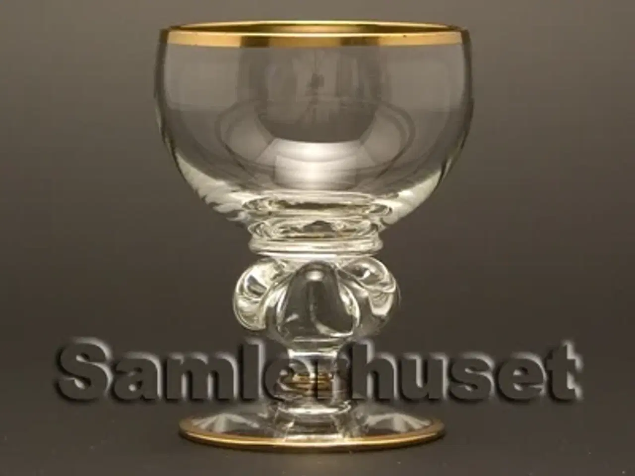 Billede 1 - Gisselfeld m. guldkant Likørglas, lille. H:74 mm.
