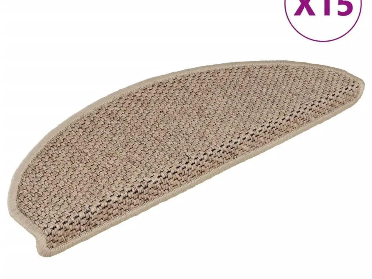 Billede 2 - Selvklæbende trappemåtter 15stk. 65x21x4cm sisal-look sandfarve