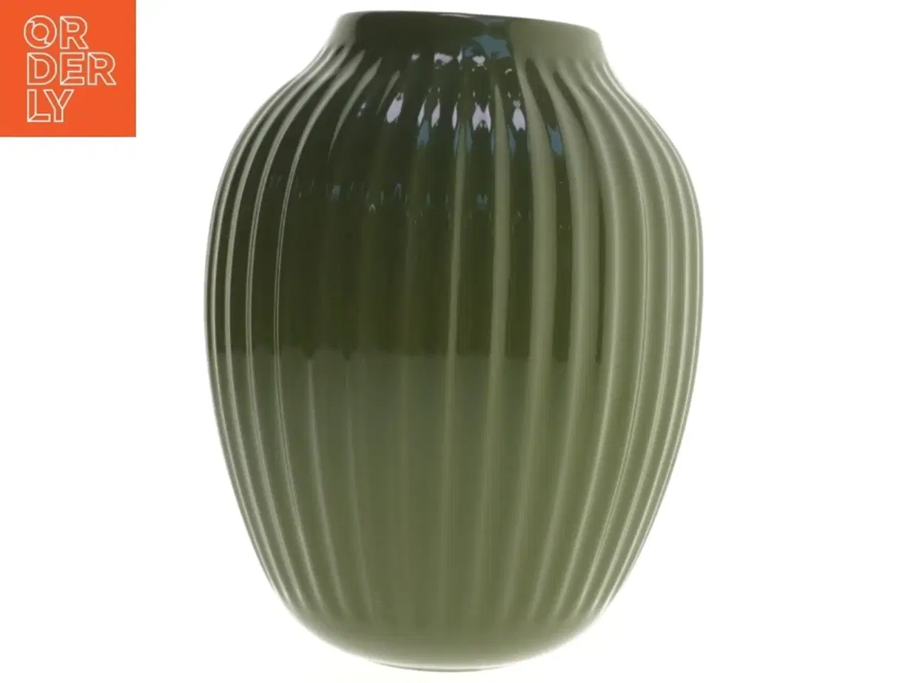 Billede 1 - Rillet grøn vase fra Kahler (str. 26x20 cm)