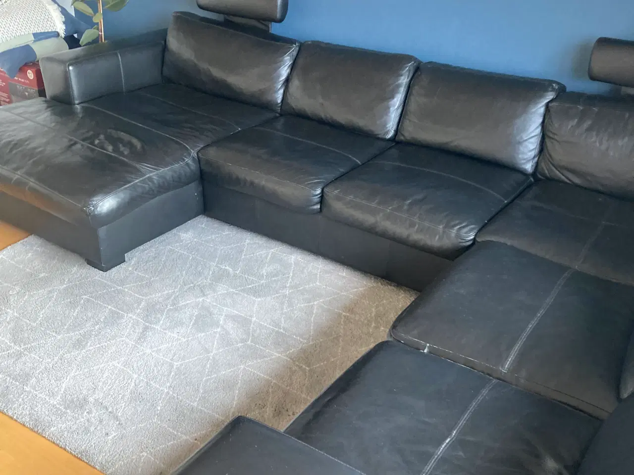 Billede 2 - Hjørnelædersofa med chaiselong