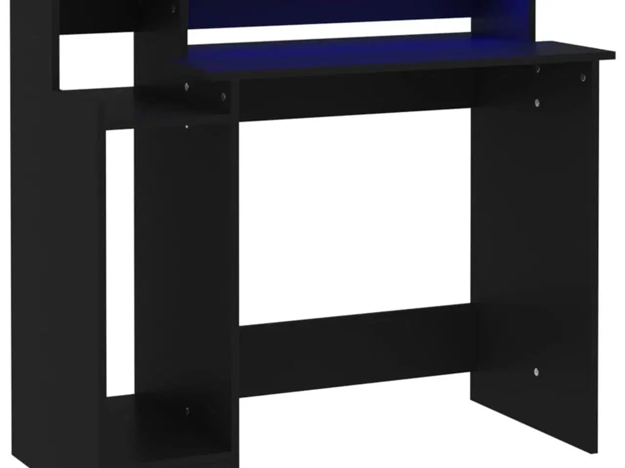 Billede 2 - Skrivebord med LED-lys 97x45x90 cm konstrueret træ sort