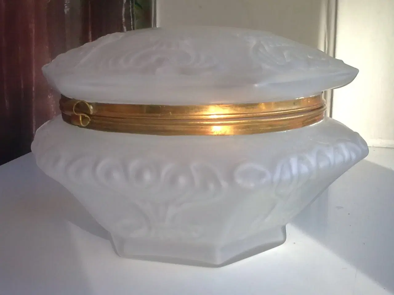 Billede 3 - Art Nouveau skrin i matteret glas 6-kantet