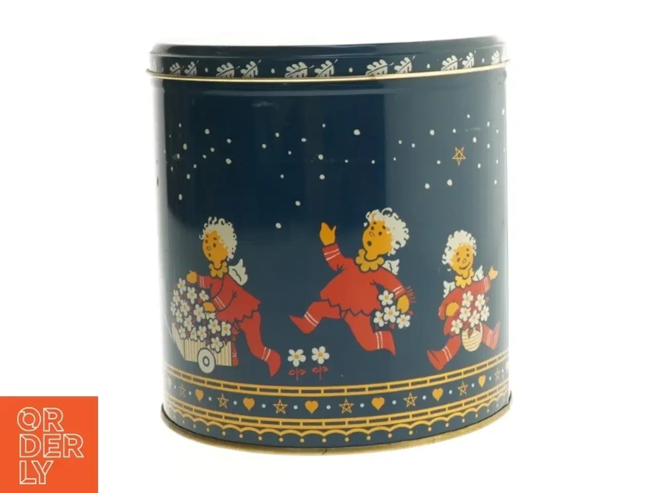 Billede 1 - Dekorativ opbevaringsdåse (str. Ø. 16 cm. længde. 16,5 cm)