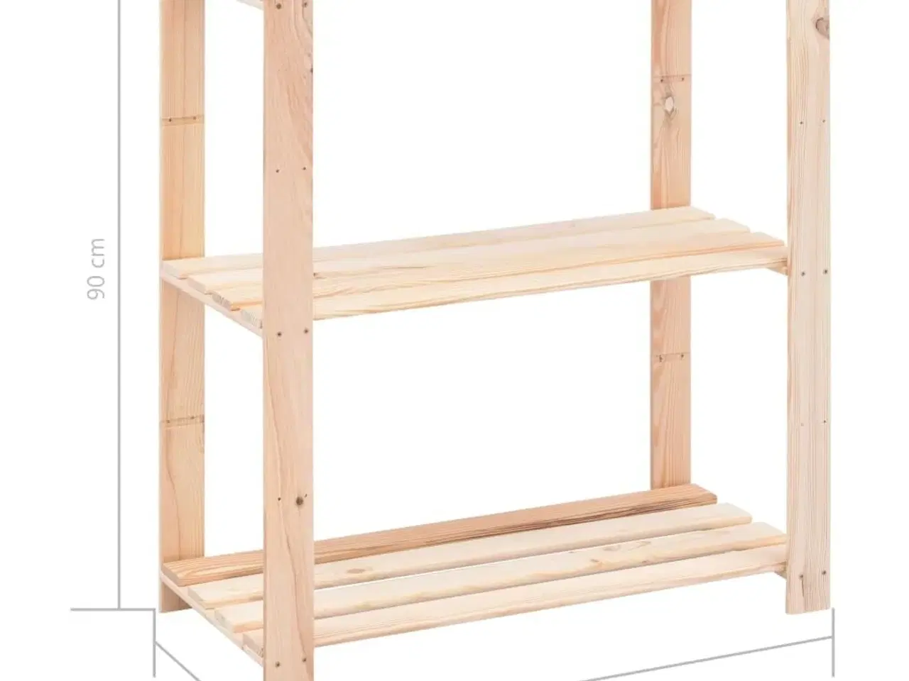 Billede 7 - Reol i 3 niveauer 80 x 38 x 90 cm massivt fyrretræ 150 kg