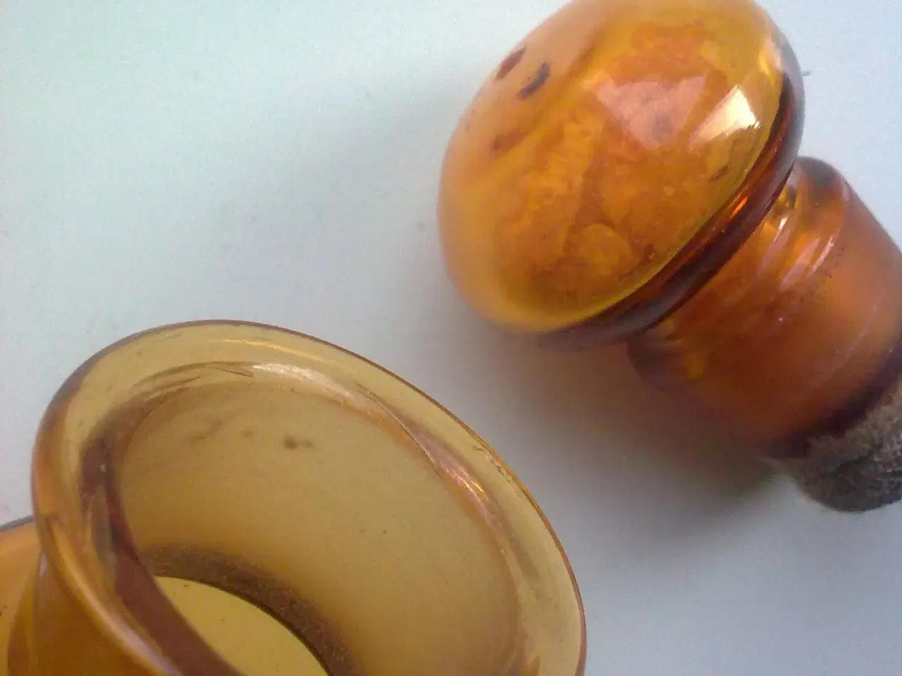 Billede 3 - Medicin glas m glaslåg HÅNDLAVET gul pilleglas