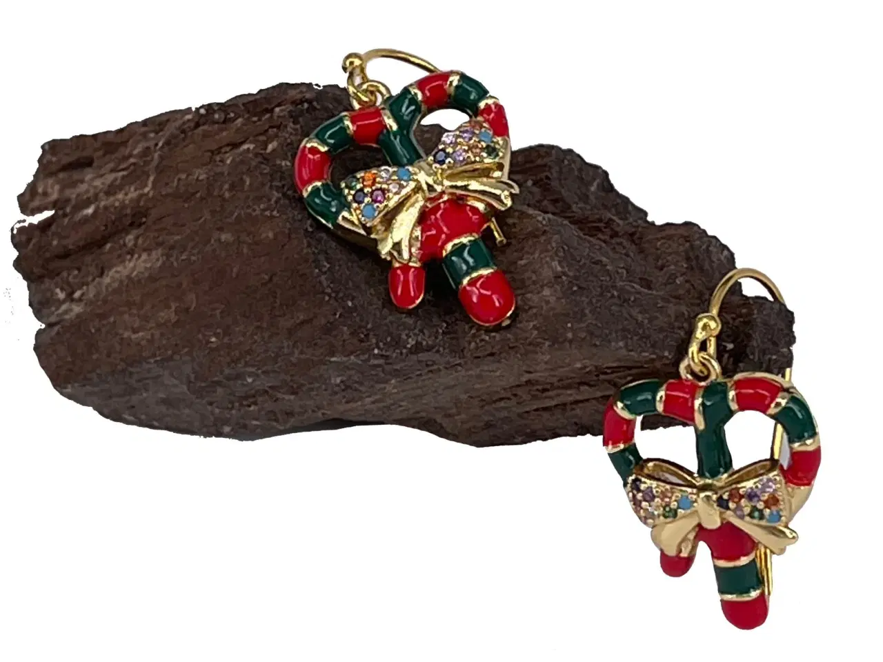 Billede 2 - Jule-øreringe, med Cubic Zirconia, og enamel