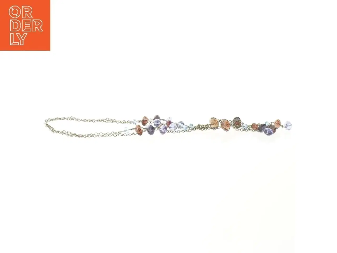 Billede 3 - Halskæde med klare facetslebne glasperler i blå og lilla nuancer  (str. 45 cm)