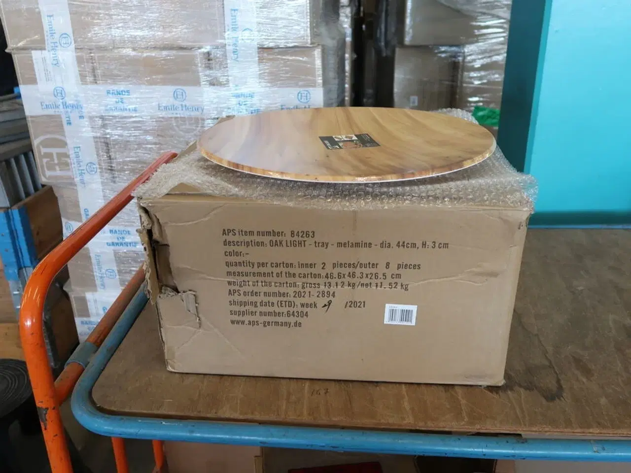 Billede 4 - 4 kasser (8 pr. stk.) Fad melamin m/oak look KEN STORKØKKEN 300481