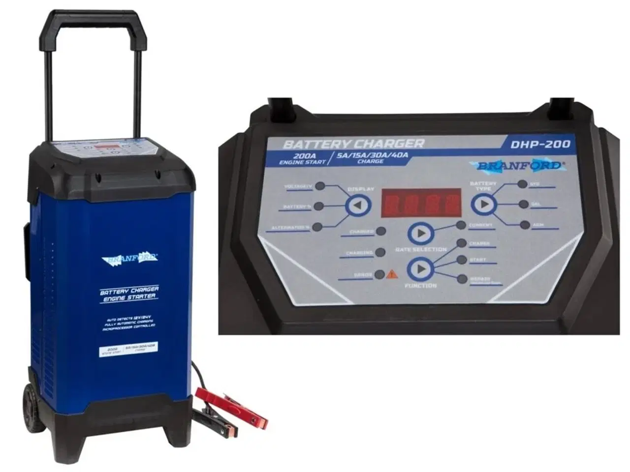 Billede 1 - Værksteds batterilader 12/24 volt med 200A booster funktion.