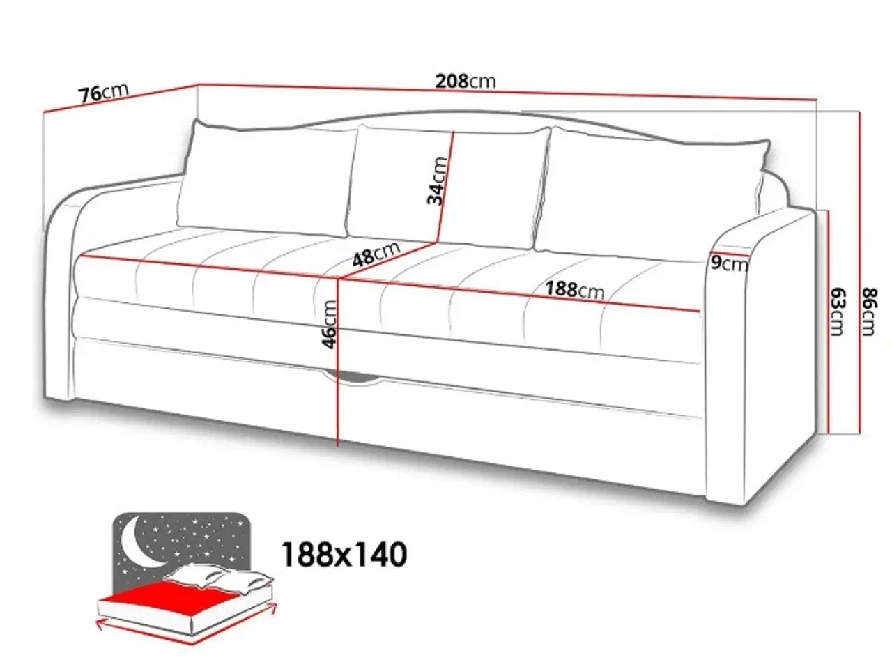 Billede 5 - Lyserød sofa med opbevaring Mulighed for at slå de