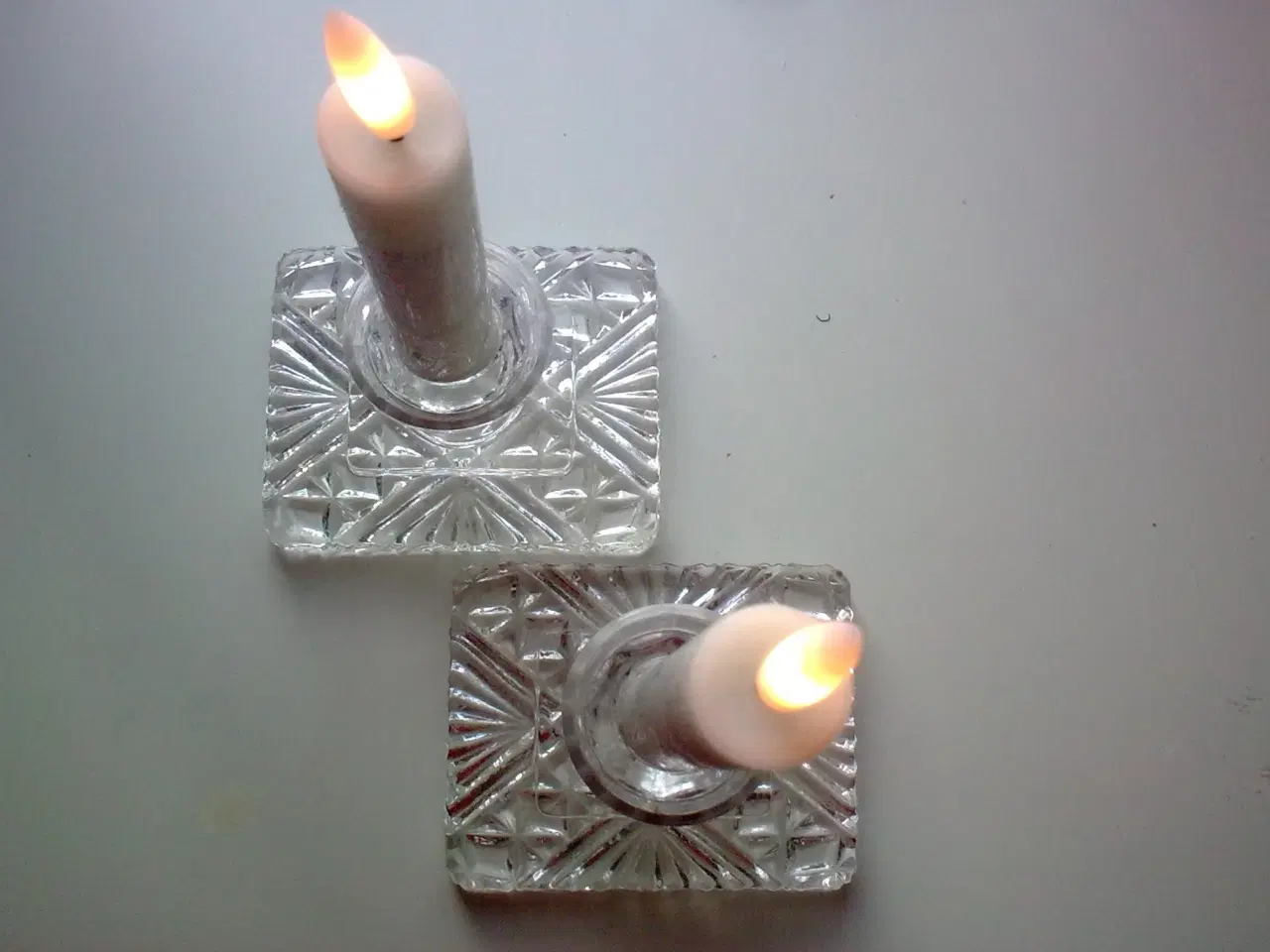 Billede 10 - Kronelys glas facet stage & 2 vintage skåle