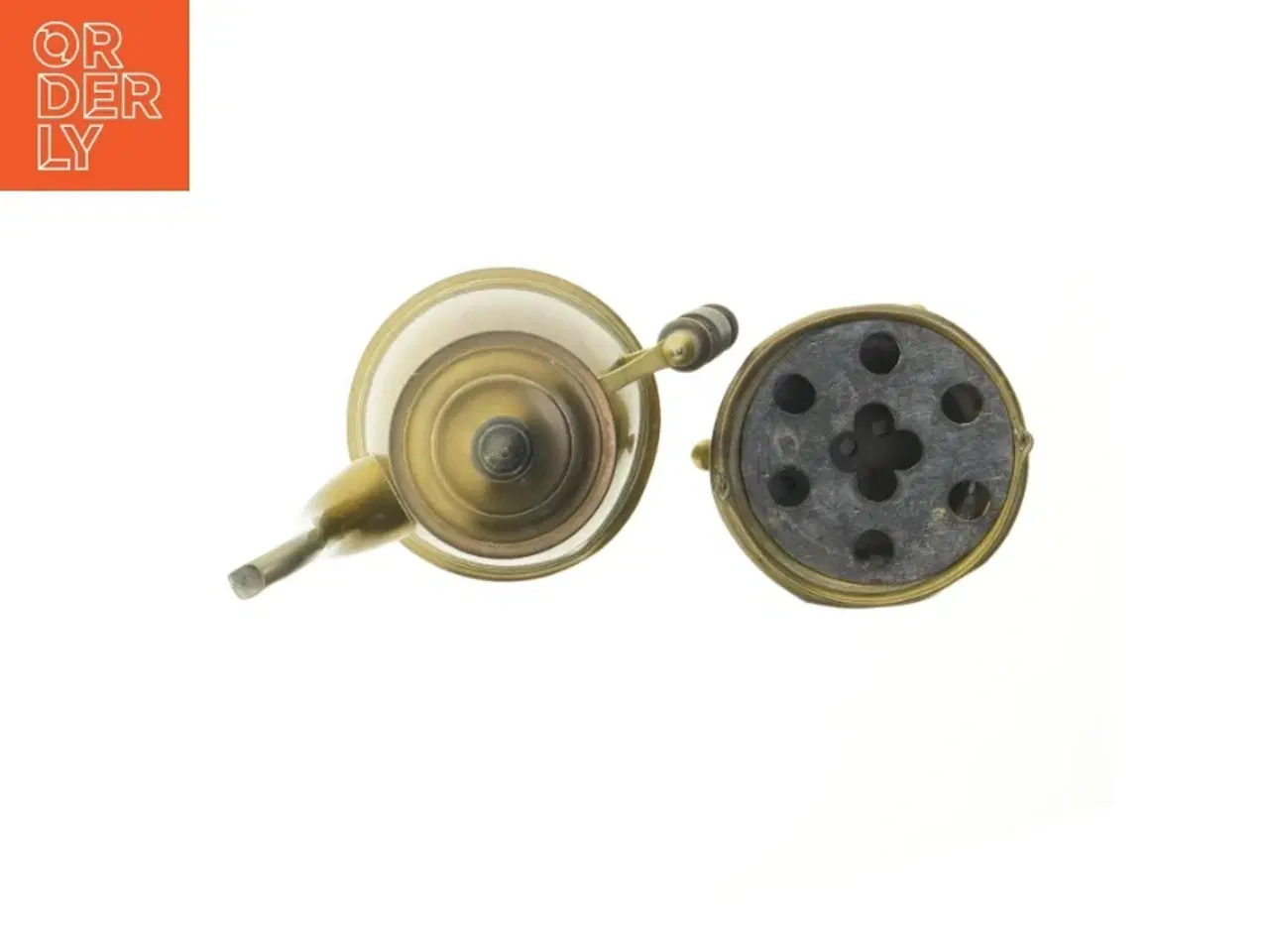 Billede 2 - Messing kaffekande med varmebrikse (str. 26 cm)