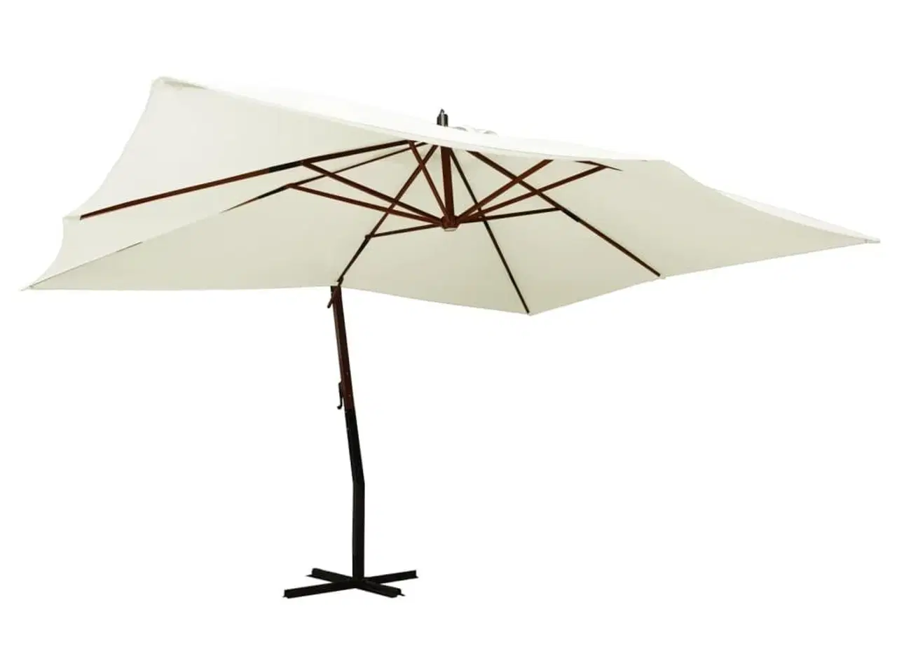 Billede 1 - Hængeparasol 400x300 cm træstang sandhvid