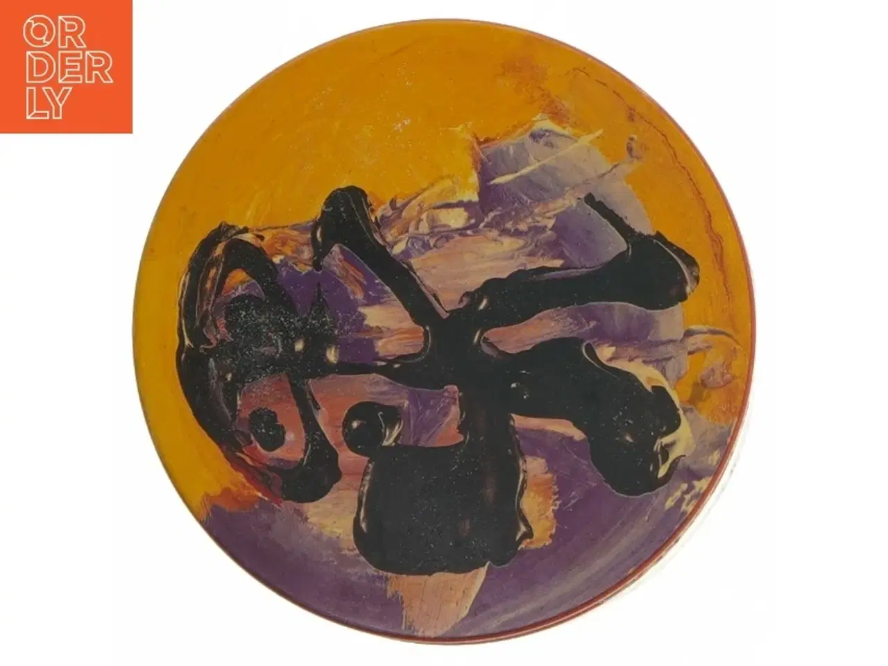 Billede 4 - Dekorativ dåse med abstrakt design fra Irma (str. Ø. 11,5. cm. længde. 15 cm)