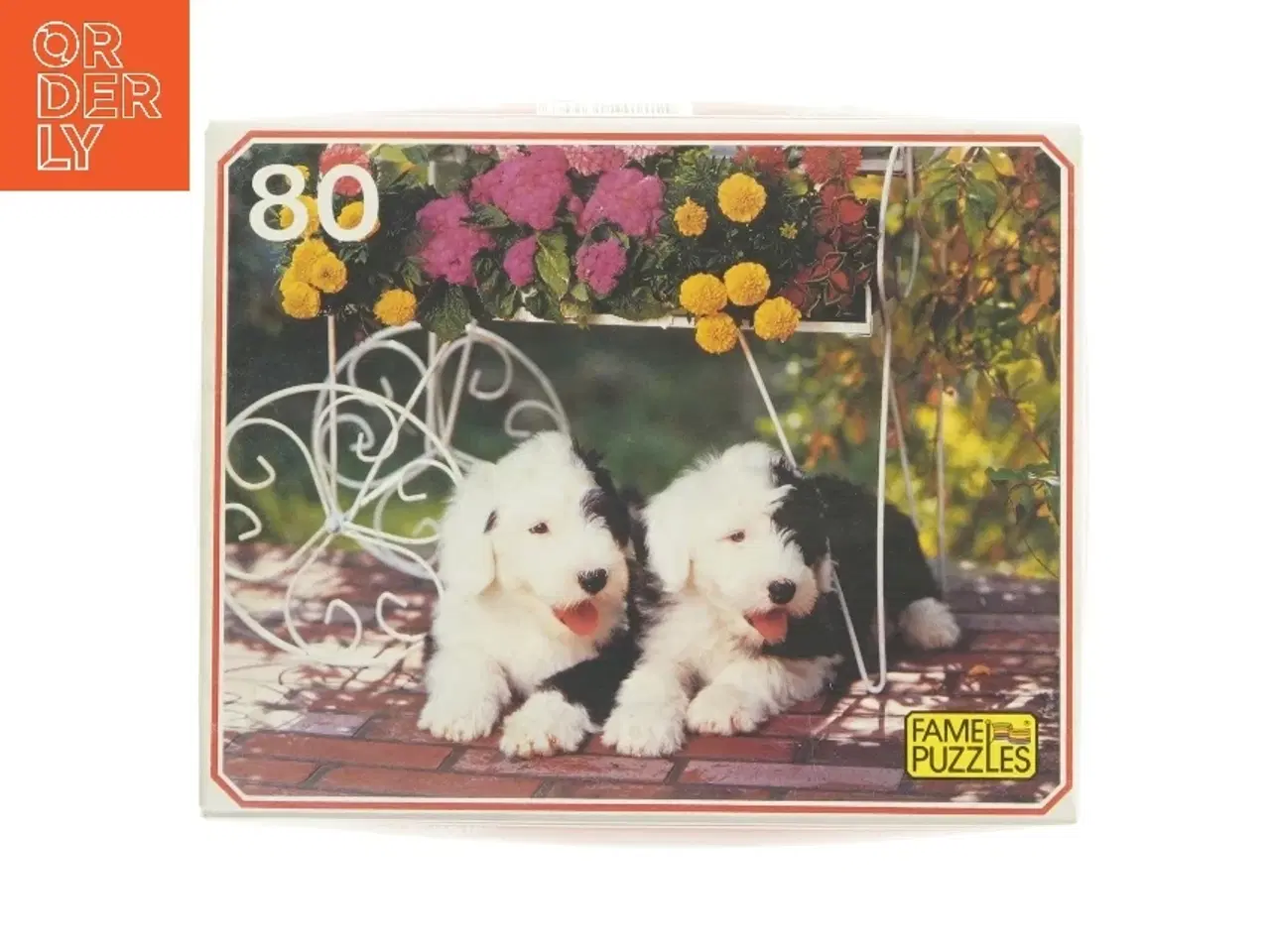 Billede 1 - Brugt puslespil med hunde og blomstermotiv