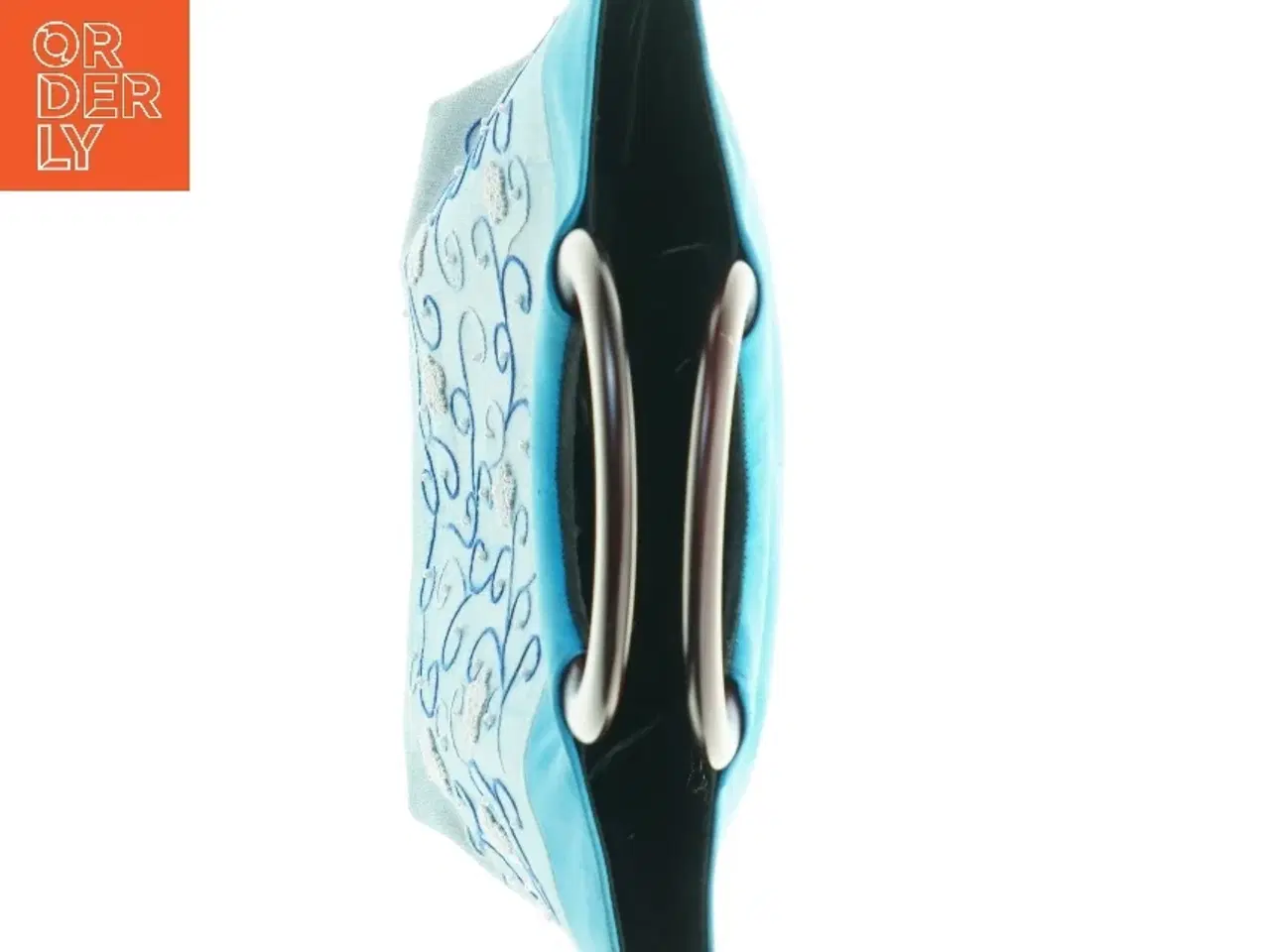 Billede 4 - Blå håndtaske med dekoration (str. 31 x 31 cm)