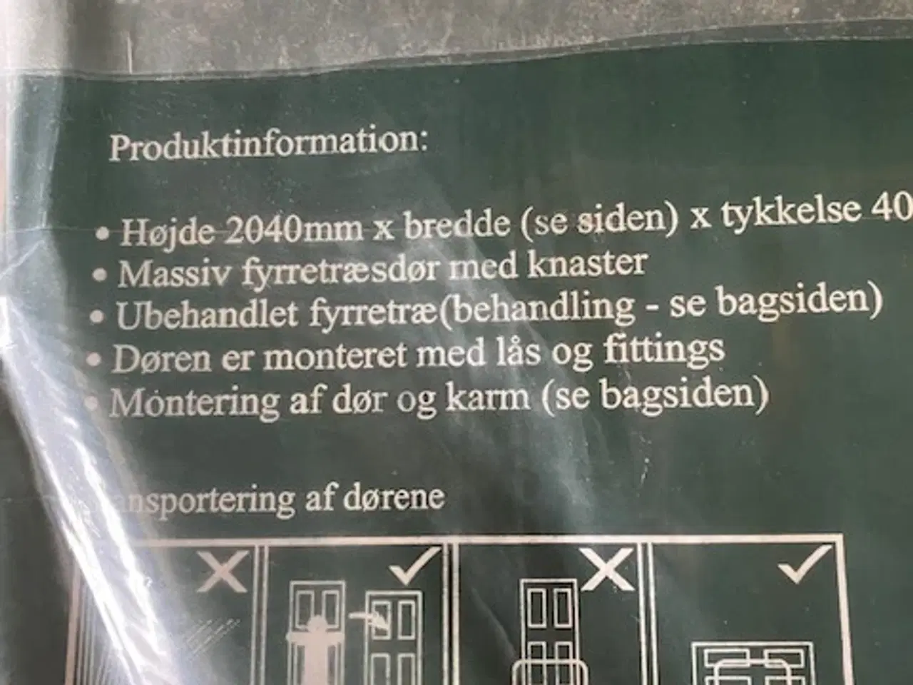 Billede 2 - Dannebrogsdøre massiv fyr Nye incl karme