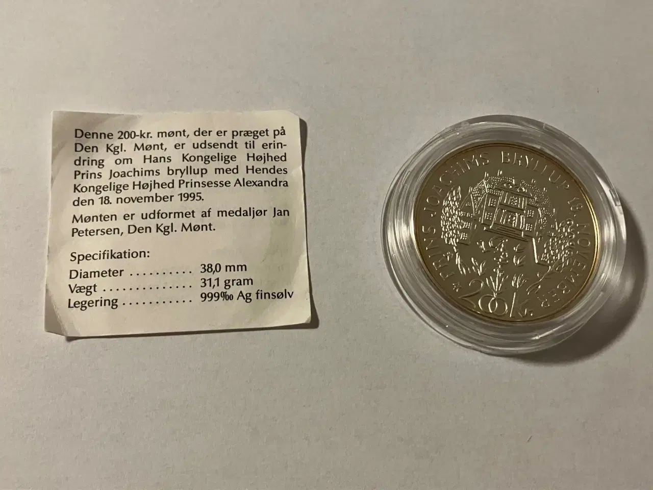 Billede 1 - 200 Kroner Sølvmønt -Prins Joachims bryllup med Prinsesse Alexandra