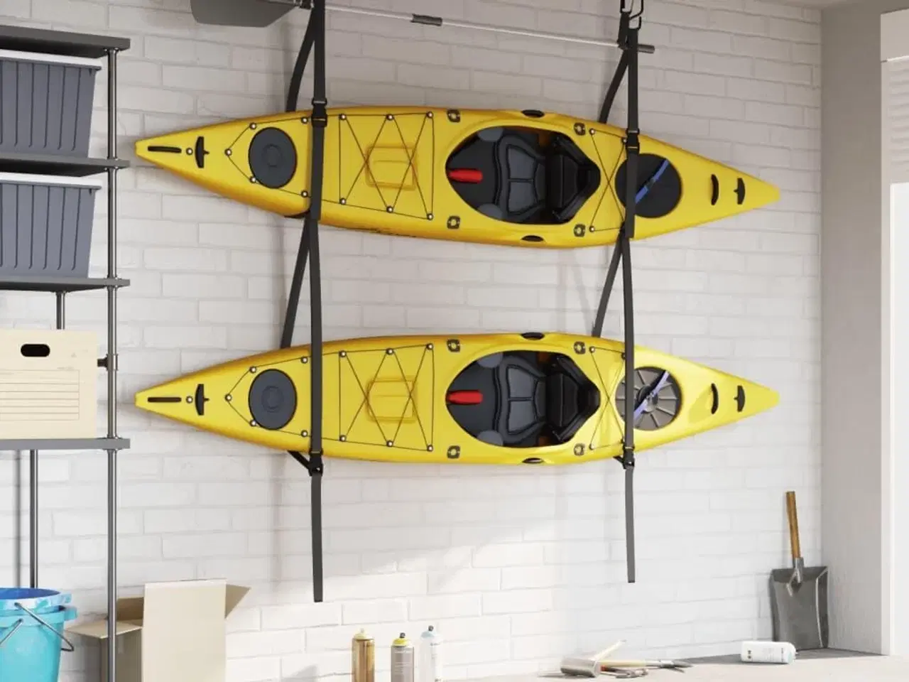 Billede 3 - Dobbelt kajakopbevaringsstropper med paddelklemmer 50 kg