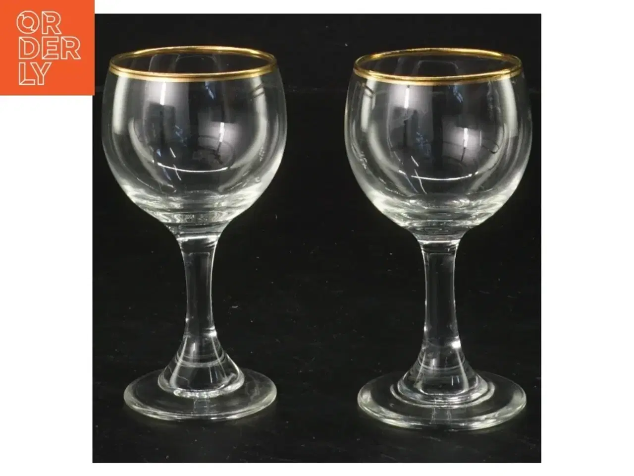 Billede 1 - Sæt med glas med guldkant (str. Ø 5x9,5 cm)