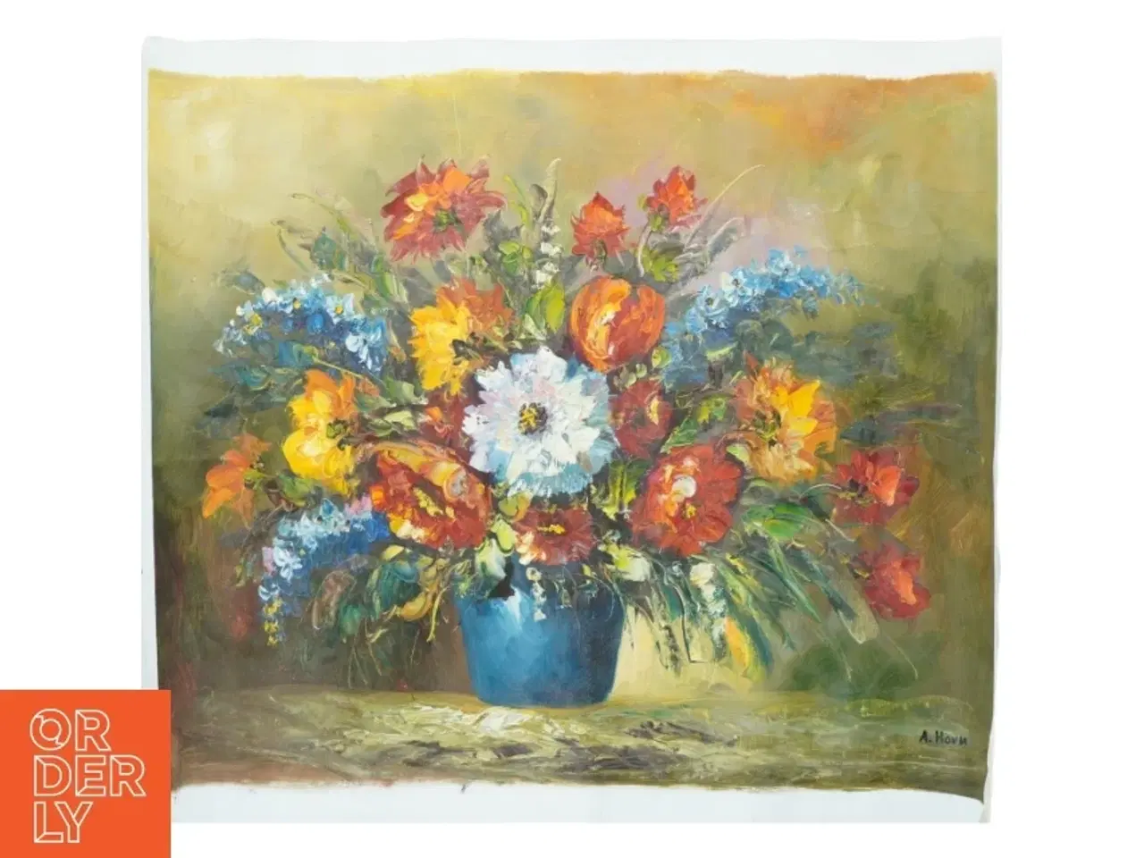 Billede 1 - Blomster oliemaleri (str. 58 x 68 cm)