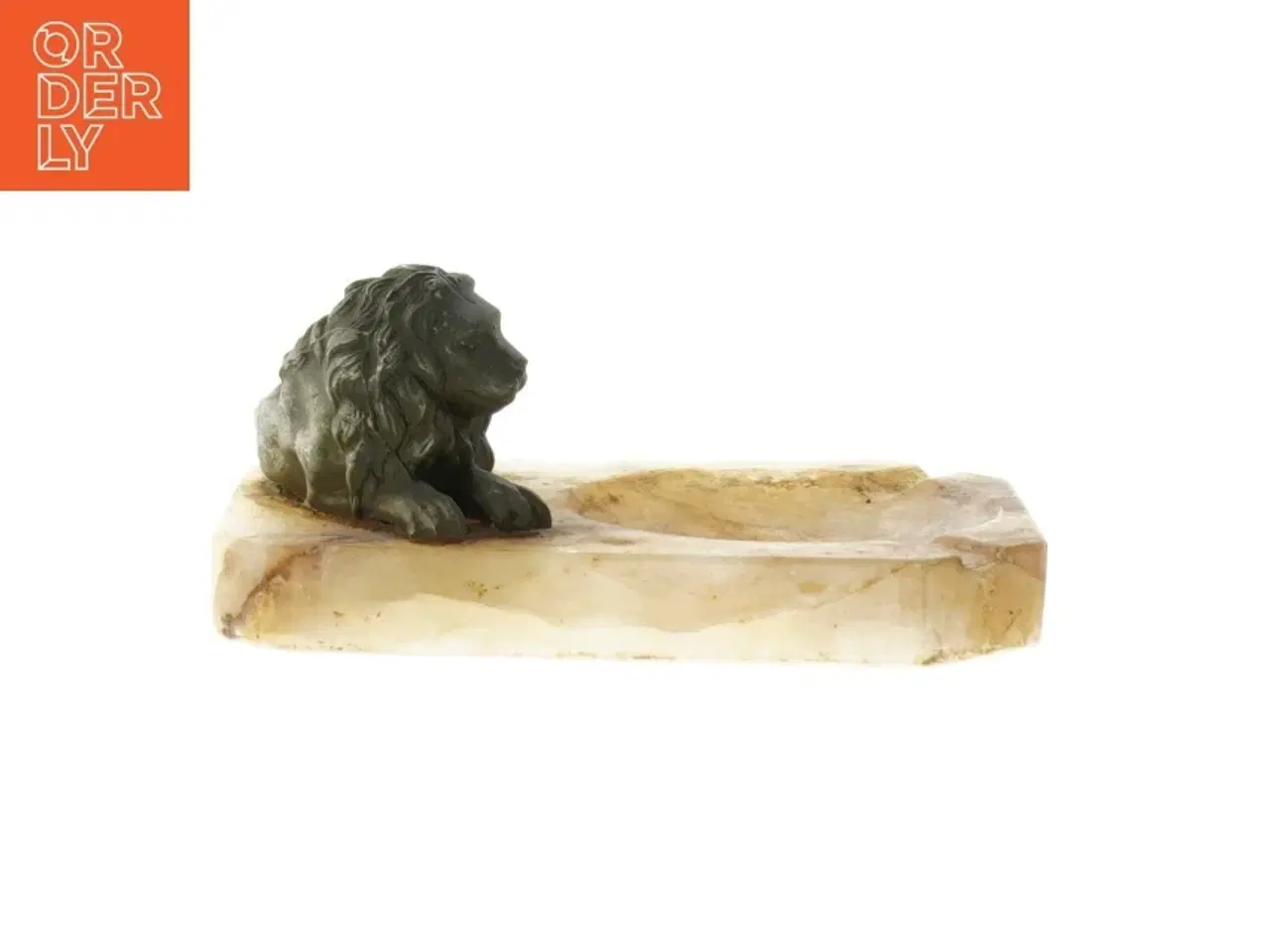 Billede 2 - Løvefigur på marmorbase (str.  16x12 cm)