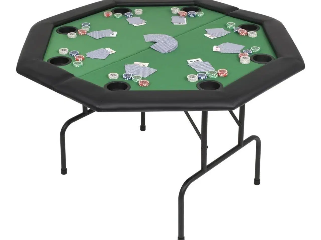 Billede 1 - Foldbart pokerbord til 8 spillere sammenklappeligt ottekantet grøn