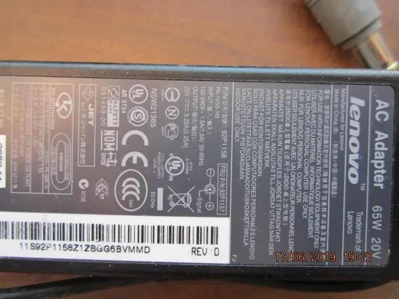 Billede 4 - Strømforsyning/Oplader til Lenovo